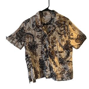 Pre Owned Women's Alfred Dunner Blouse Sz 16 Get Ready to Turn Heads Geometric